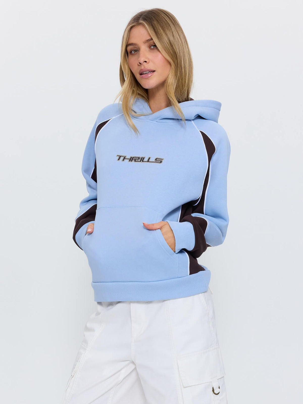 On Repeat Panelled Raglan Hood - Placid Blue 4