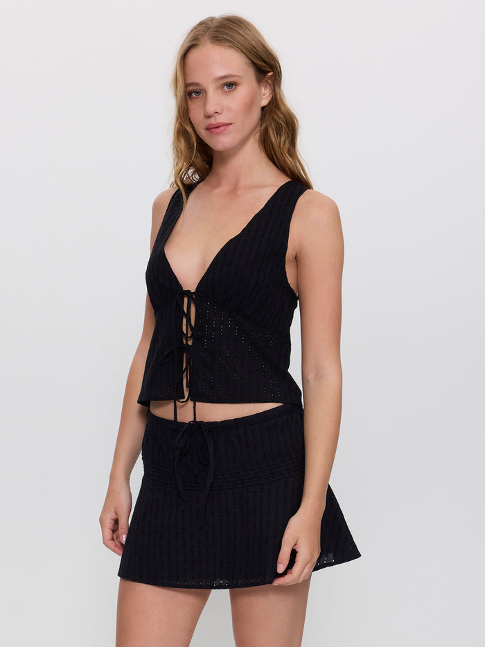 Saige Broderie Anglaise Top - Black 4