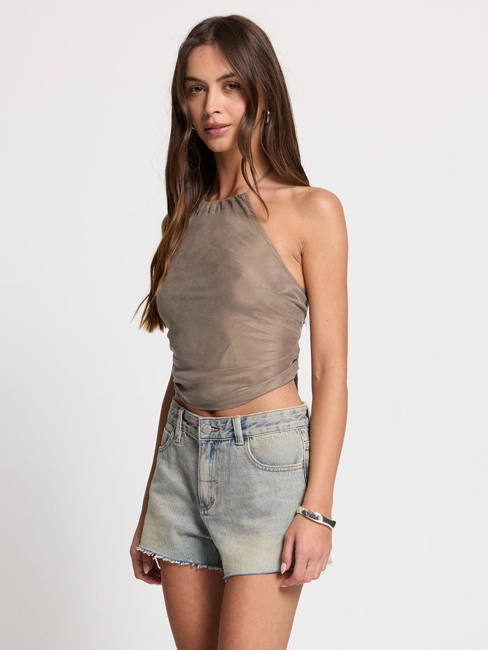 Rhea Scarf Halter Top - Olive