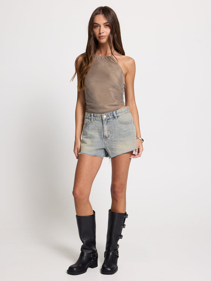 Rhea Scarf Halter Top - Olive