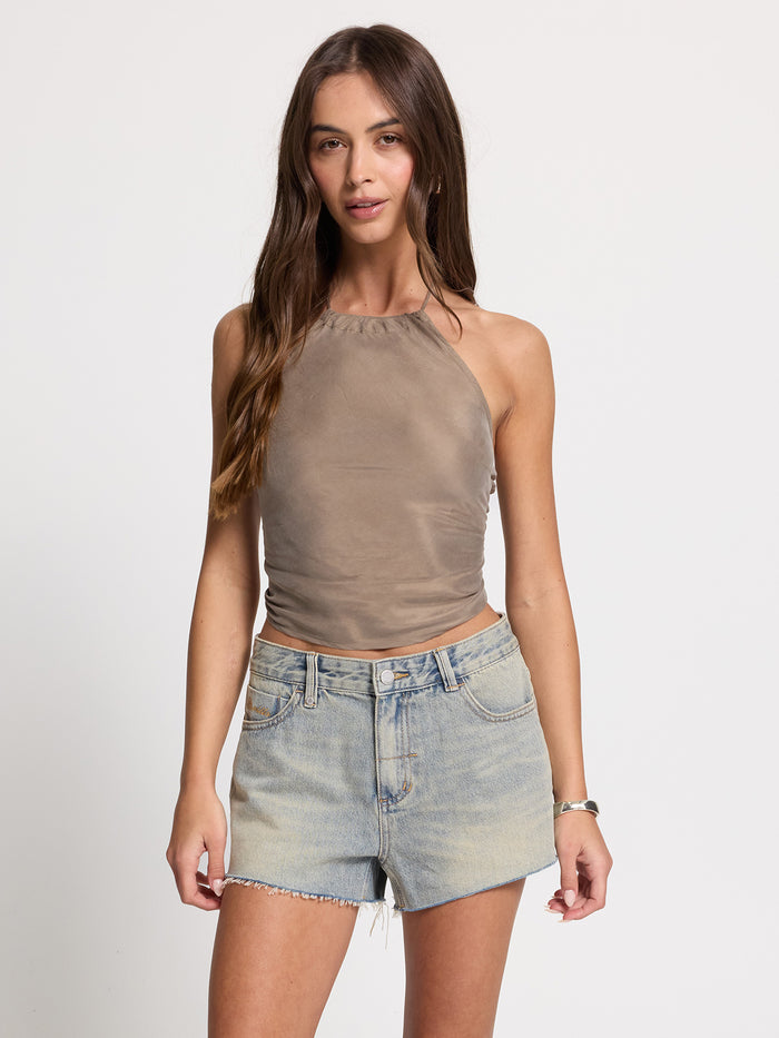 Rhea Scarf Halter Top - Olive