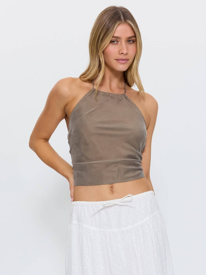 Rhea Scarf Halter Top - Olive 4