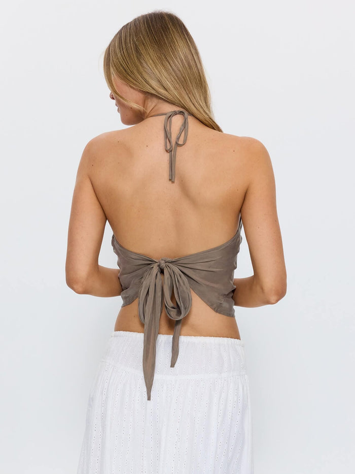 Rhea Scarf Halter Top - Olive 4