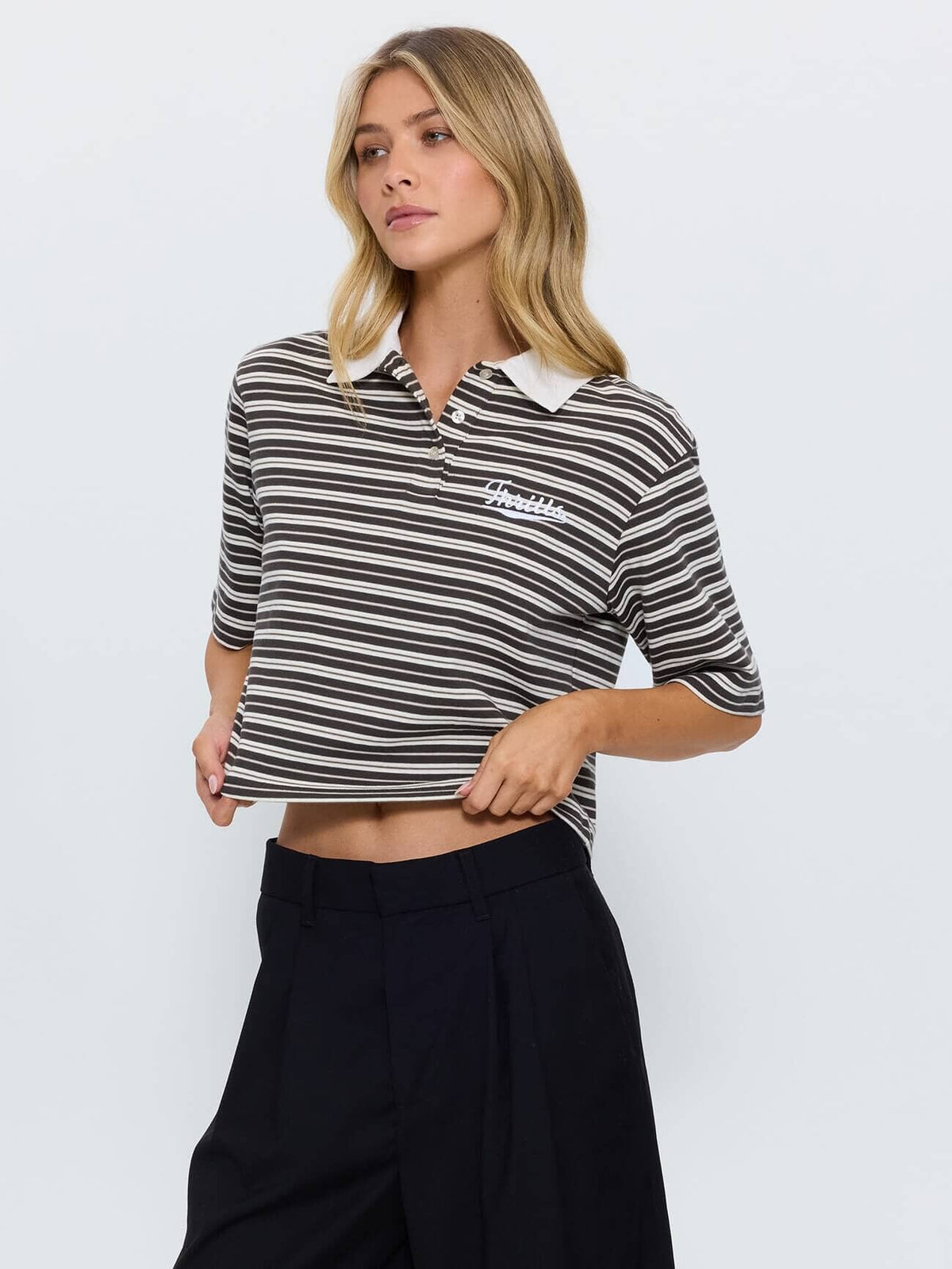 Harry Striped Cropped Polo - Brown Stripe 4