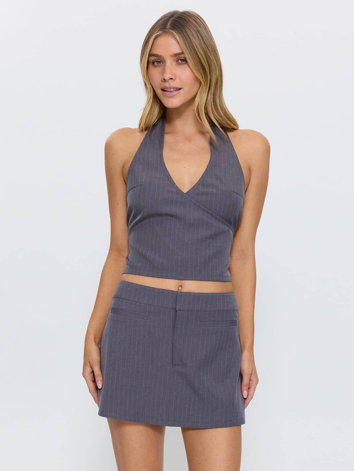 Lost Control Halter Top - Grey Stripe 4