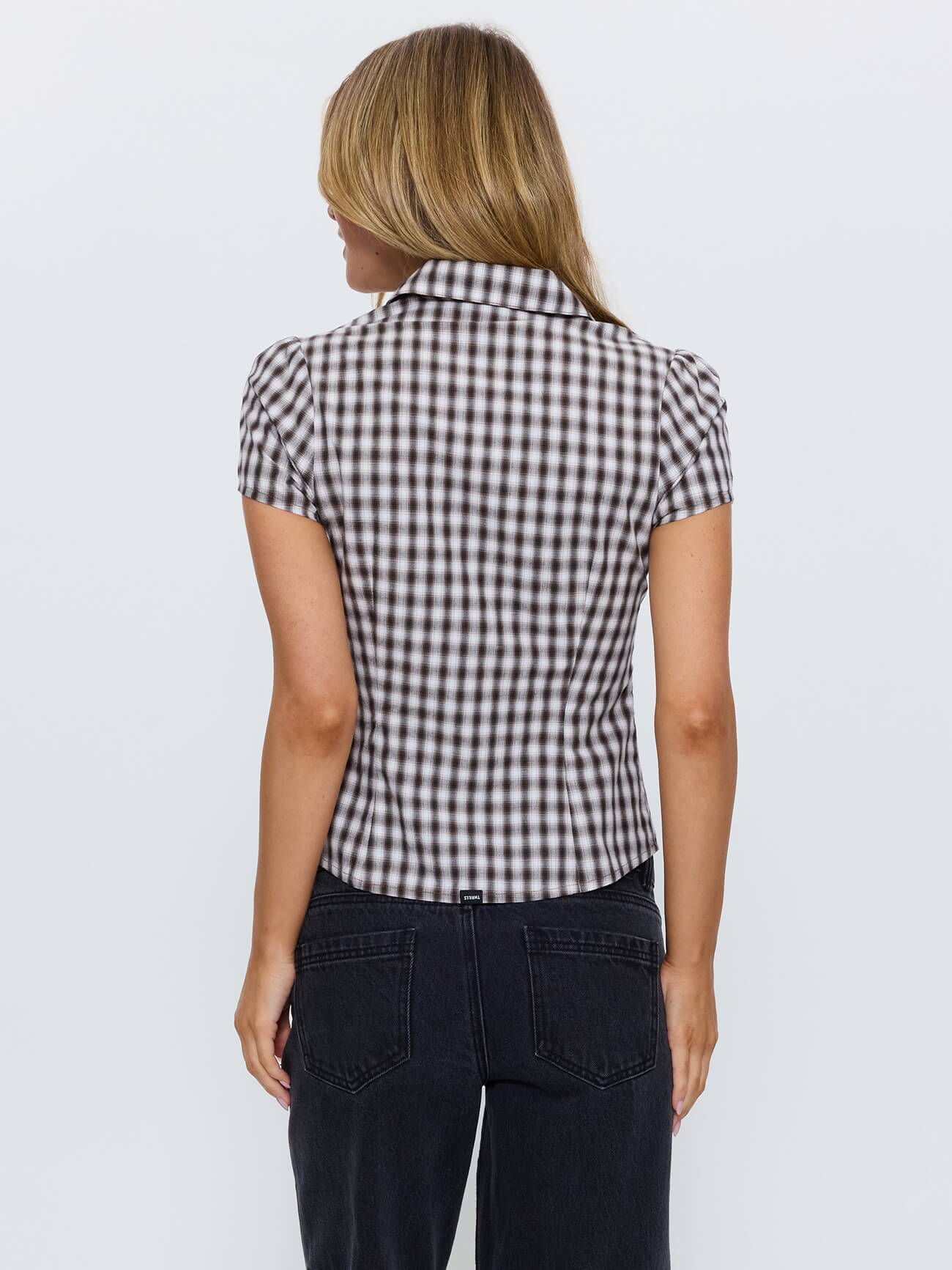 Stagger Check Short Sleeve Shirt - Black 4