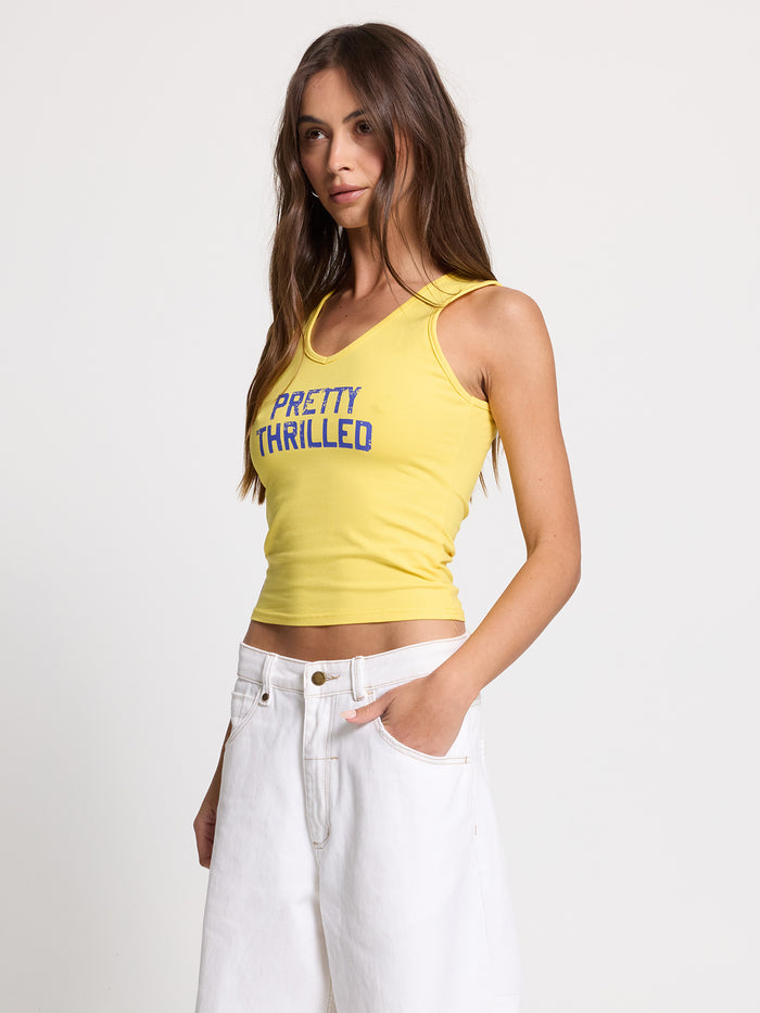 Thrilled V Neck Tank - Mimosa