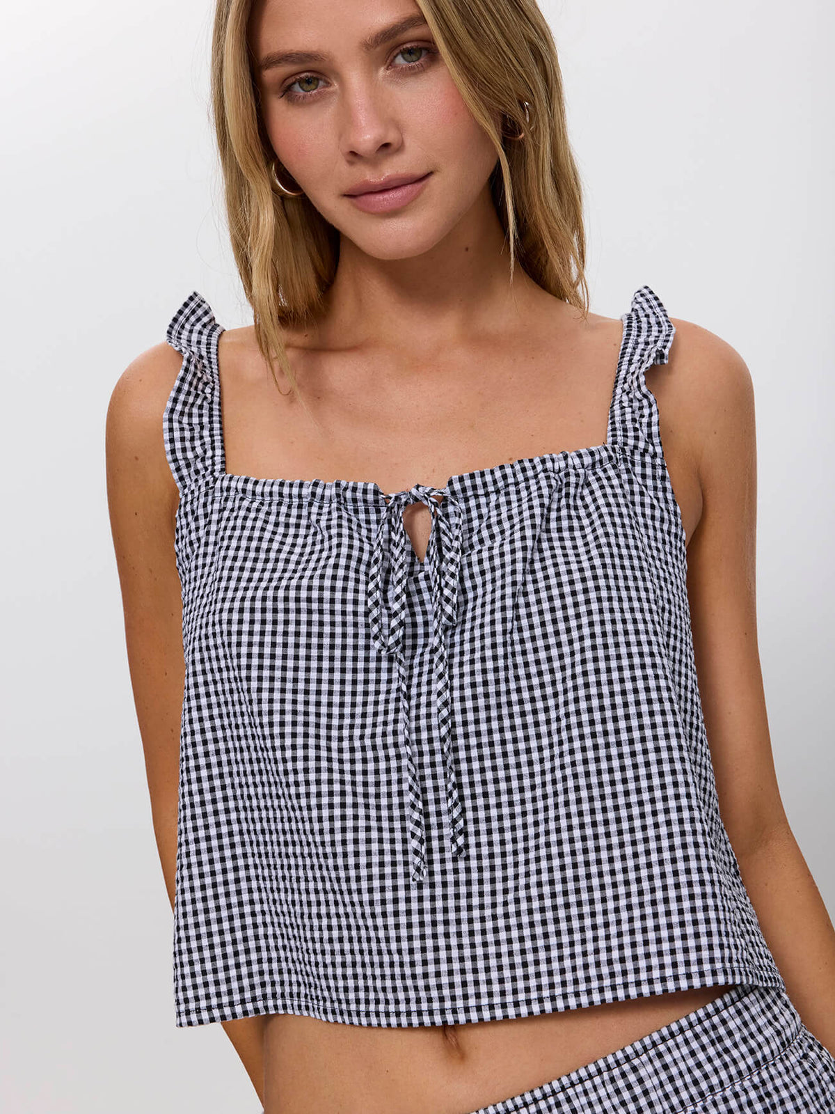 Checkmate Ocean Tie Top - Gingham 4