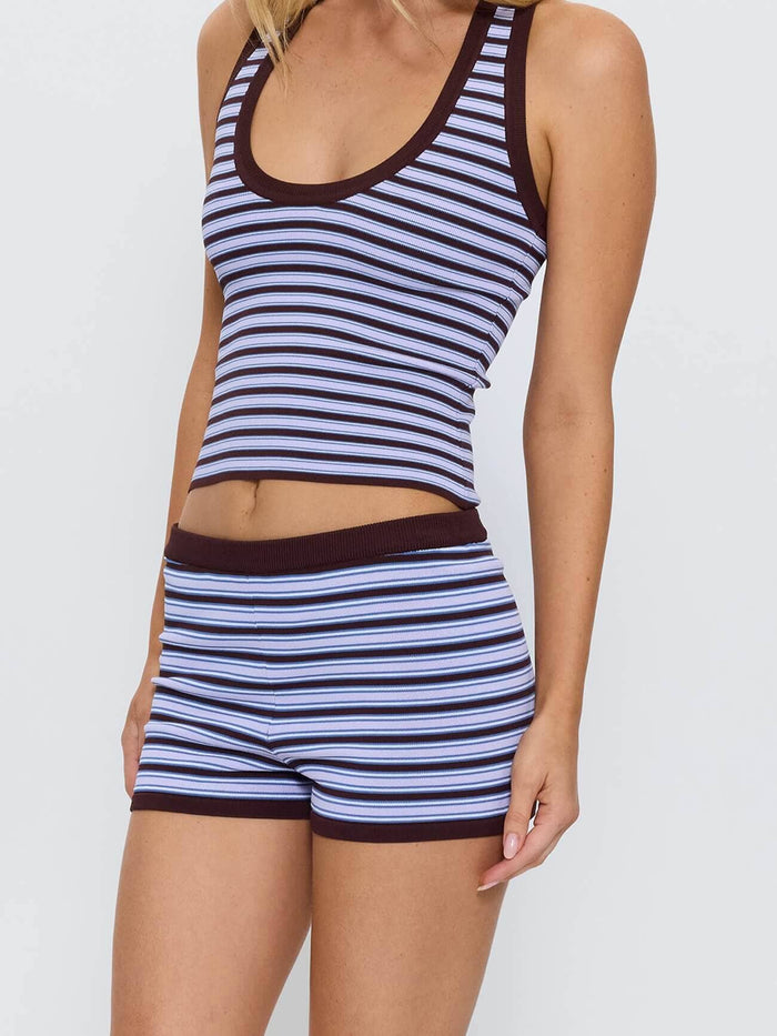 Juniper Stripe Knit Booty Short - Violet Haze Stripe 4