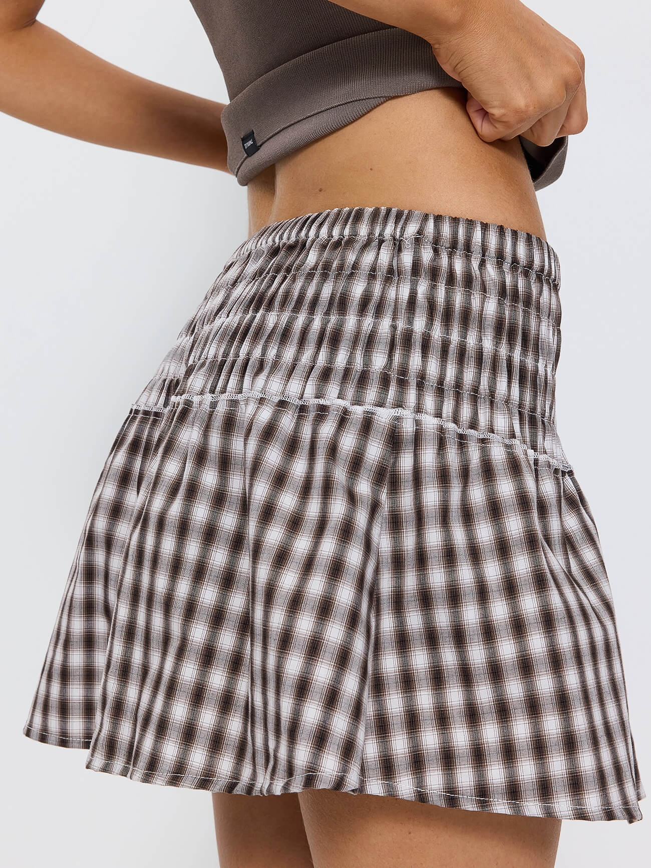 Stagger Check Mini Skirt - Black 4