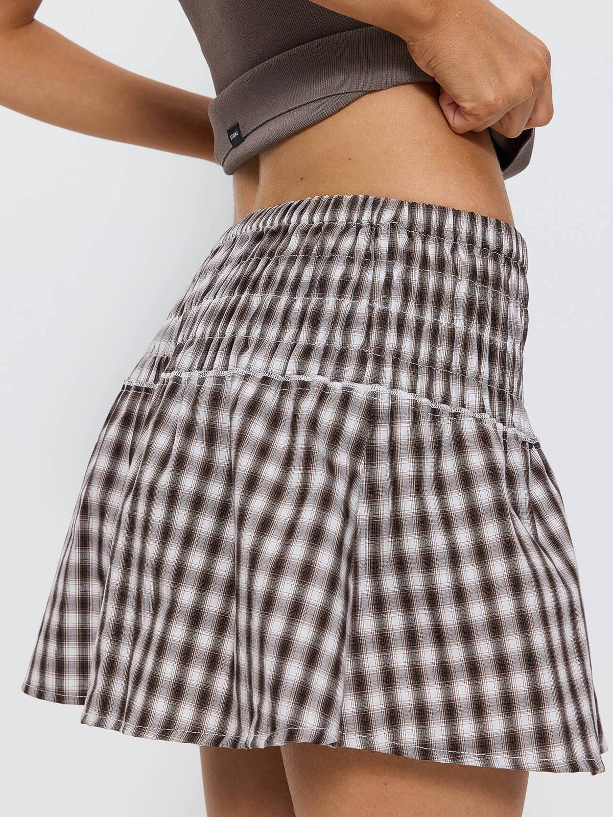 Stagger Check Mini Skirt - Black 4
