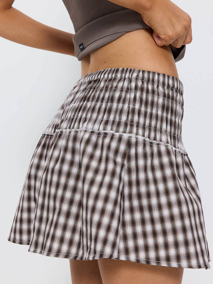 Stagger Check Mini Skirt - Black 4