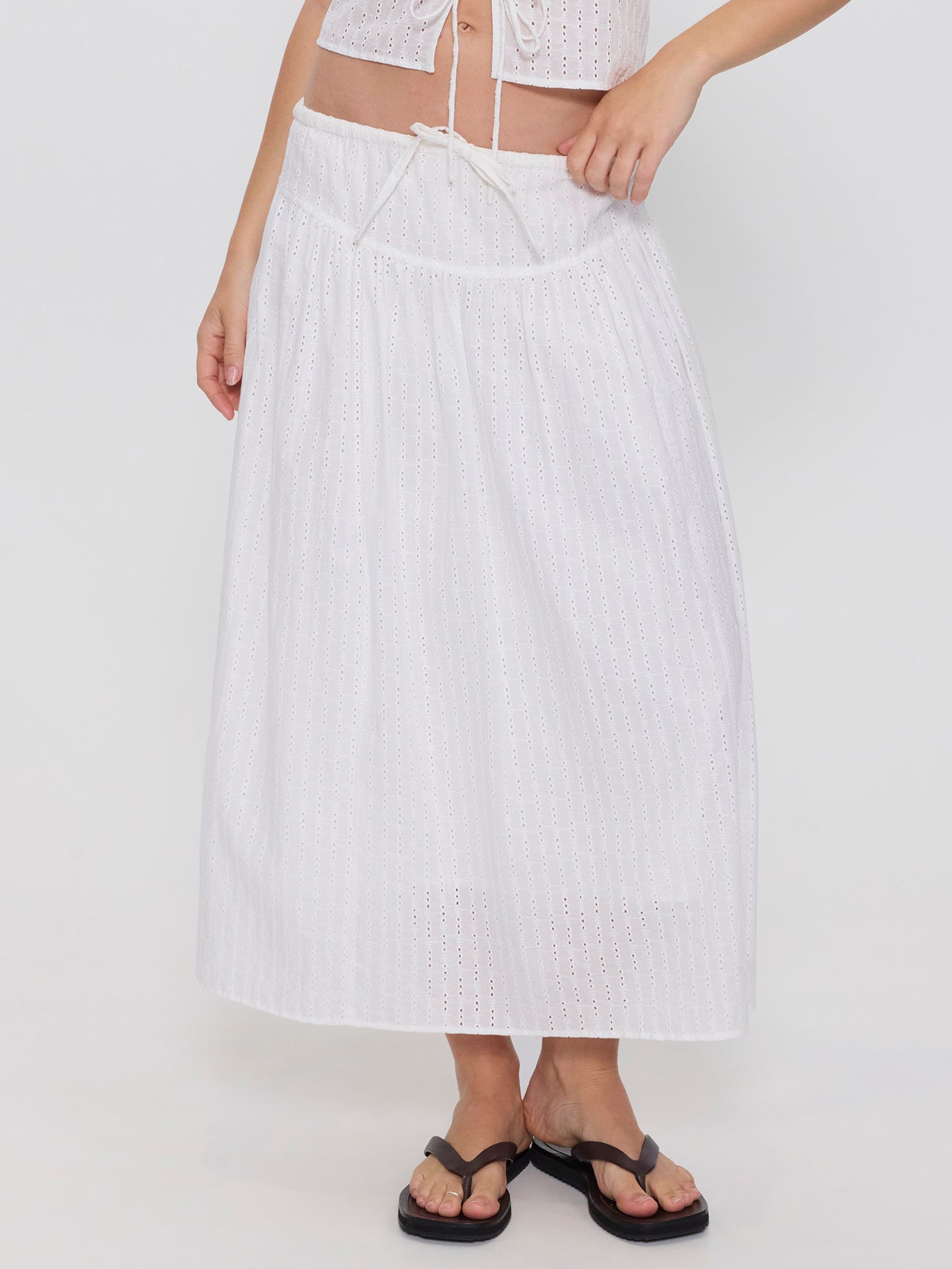 Jules Broderie Anglaise Midi Skirt - White 4