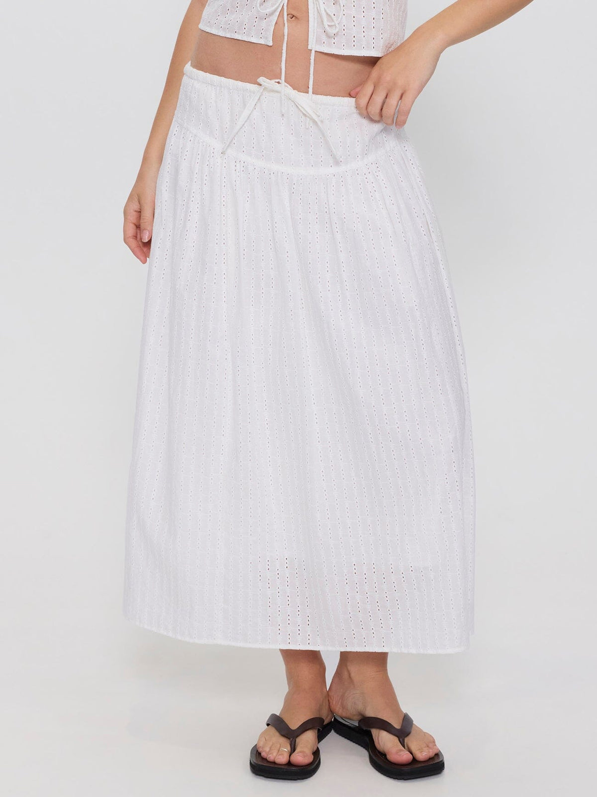 Jules Broderie Anglaise Midi Skirt - White 4