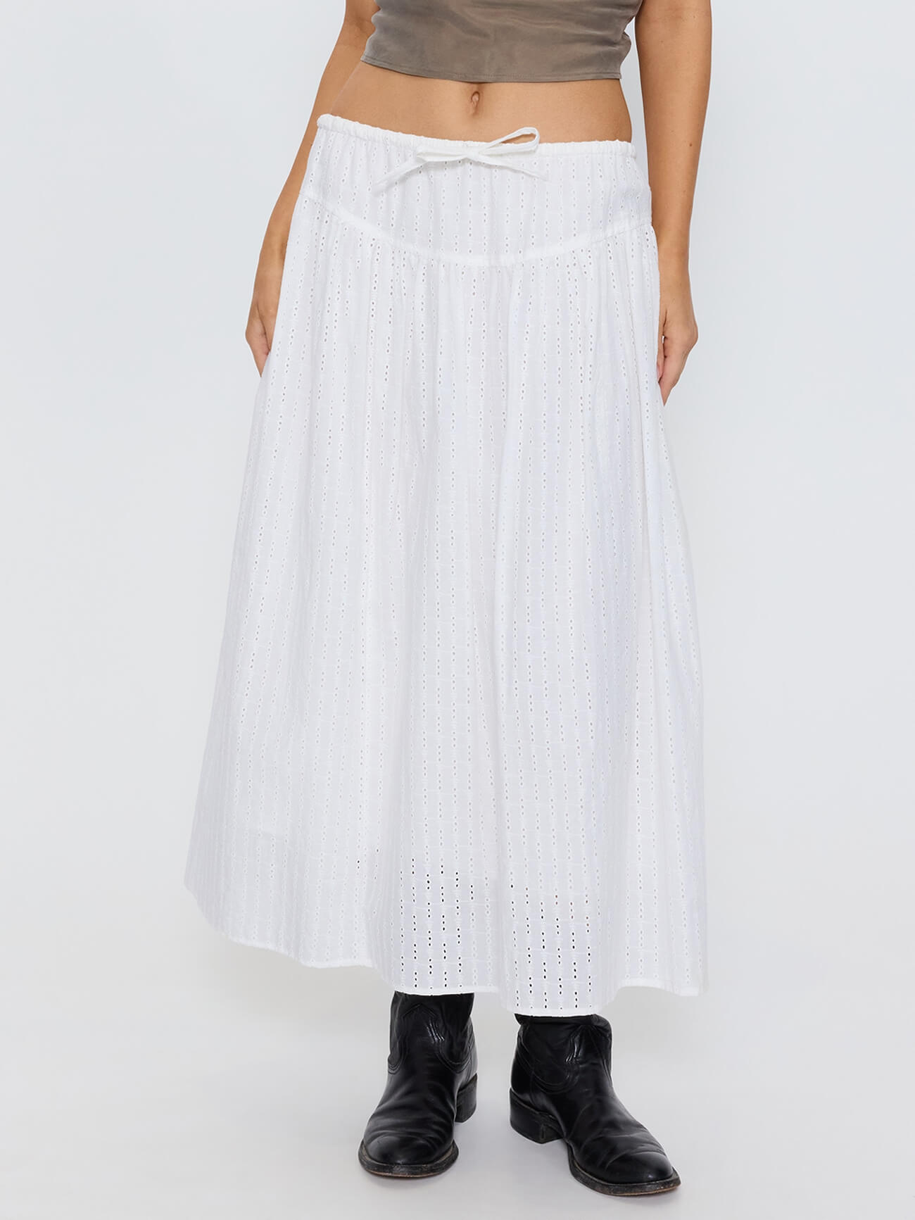 Jules Broderie Anglaise Midi Skirt - White 4