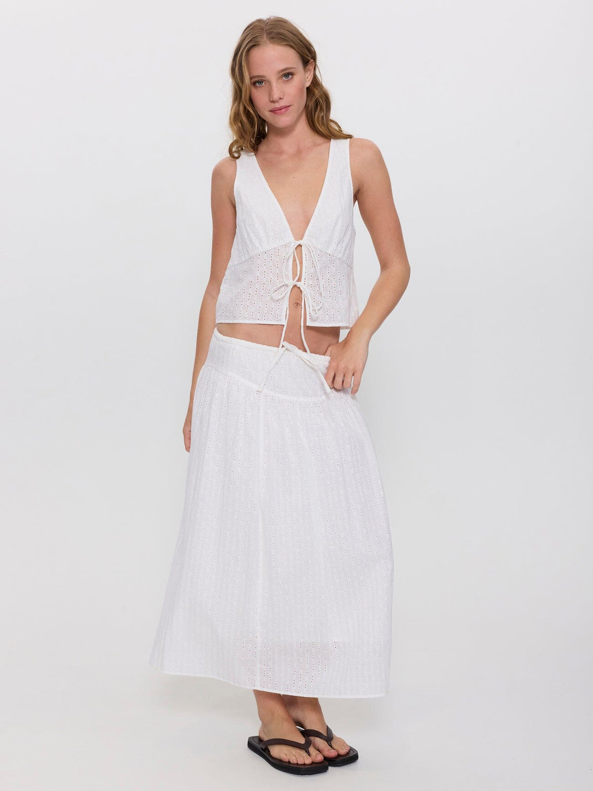 Jules Broderie Anglaise Midi Skirt - White 4