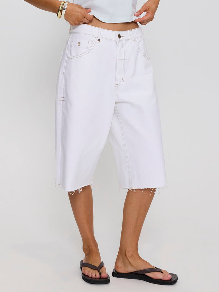 Darcy Low Rise Embro Short - Vintage White 4