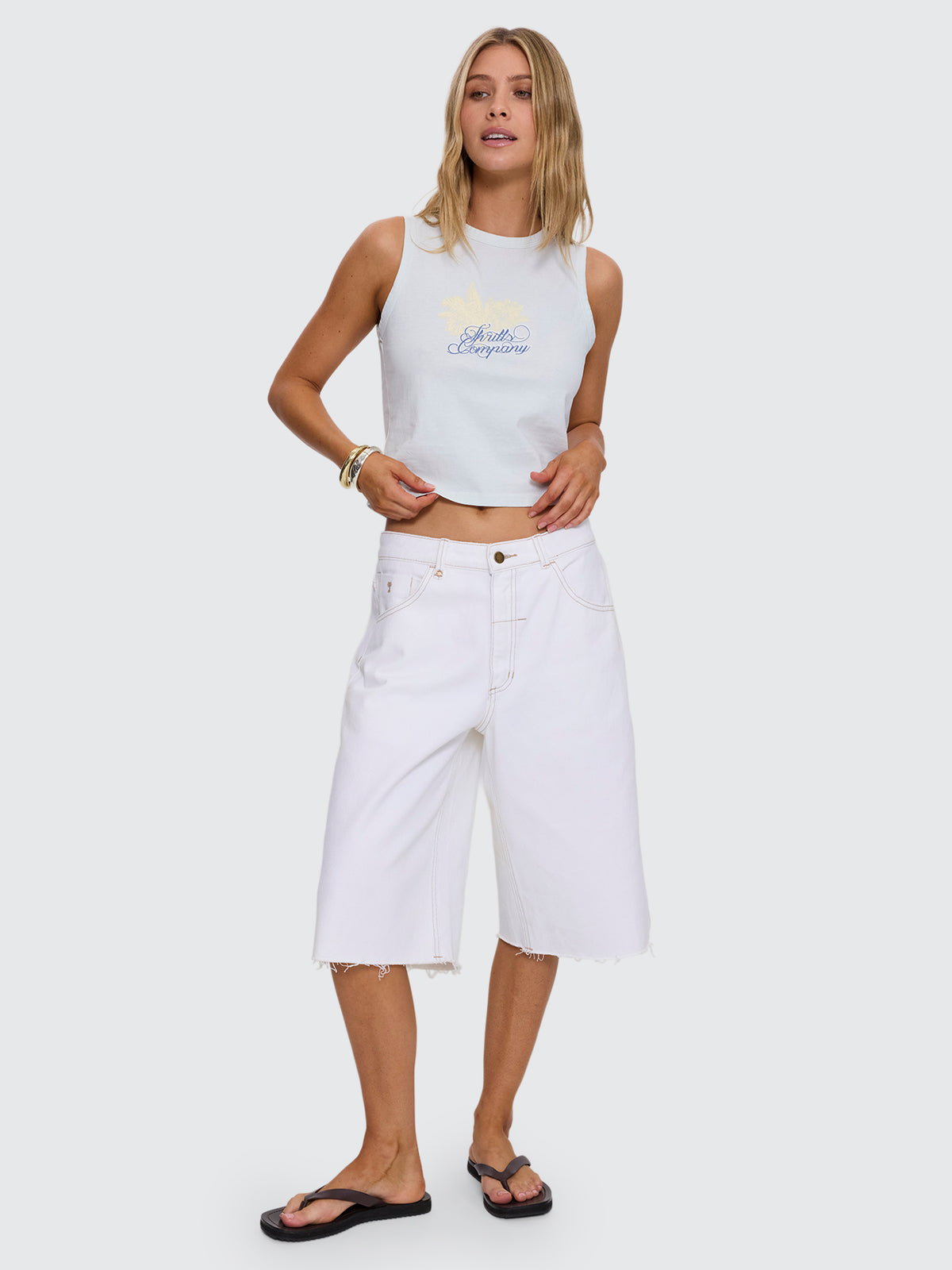 Darcy Low Rise Embro Short - Vintage White 4