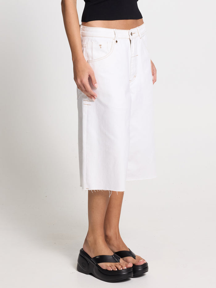 Darcy Low Rise Embro Short - Vintage White