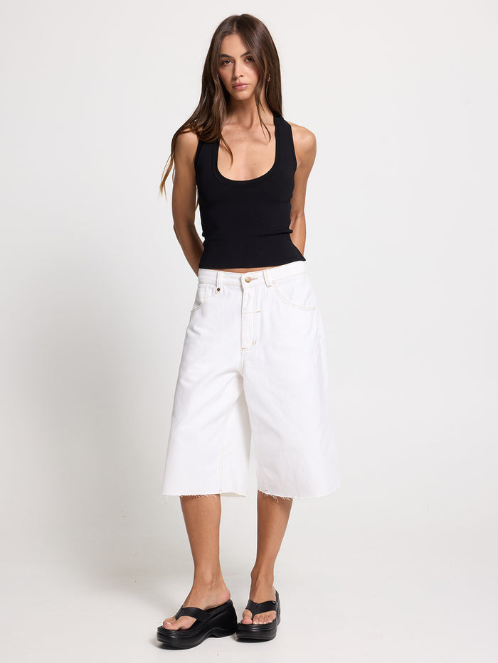 Darcy Low Rise Embro Short - Vintage White