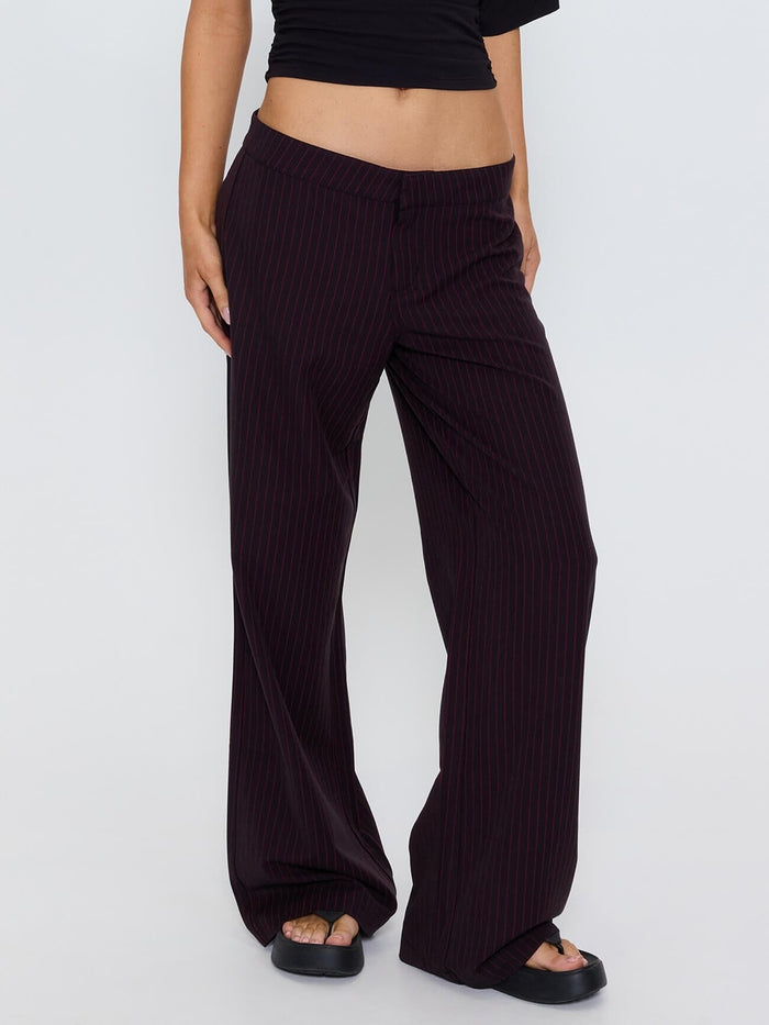 Miller Low Rise Pinstripe Pant - Dark Brown 4