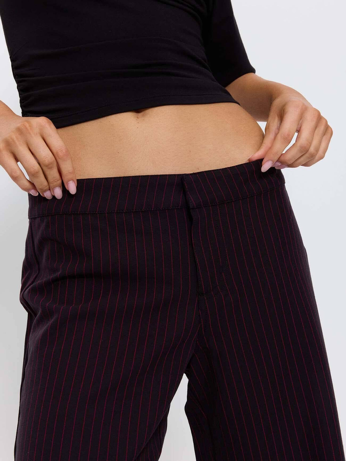 Miller Low Rise Pinstripe Pant - Dark Brown 4