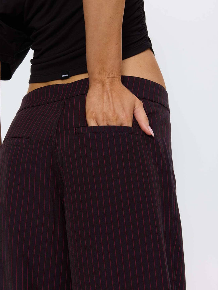 Miller Low Rise Pinstripe Pant - Dark Brown 4