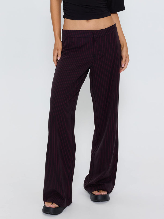Miller Low Rise Pinstripe Pant - Dark Brown 4
