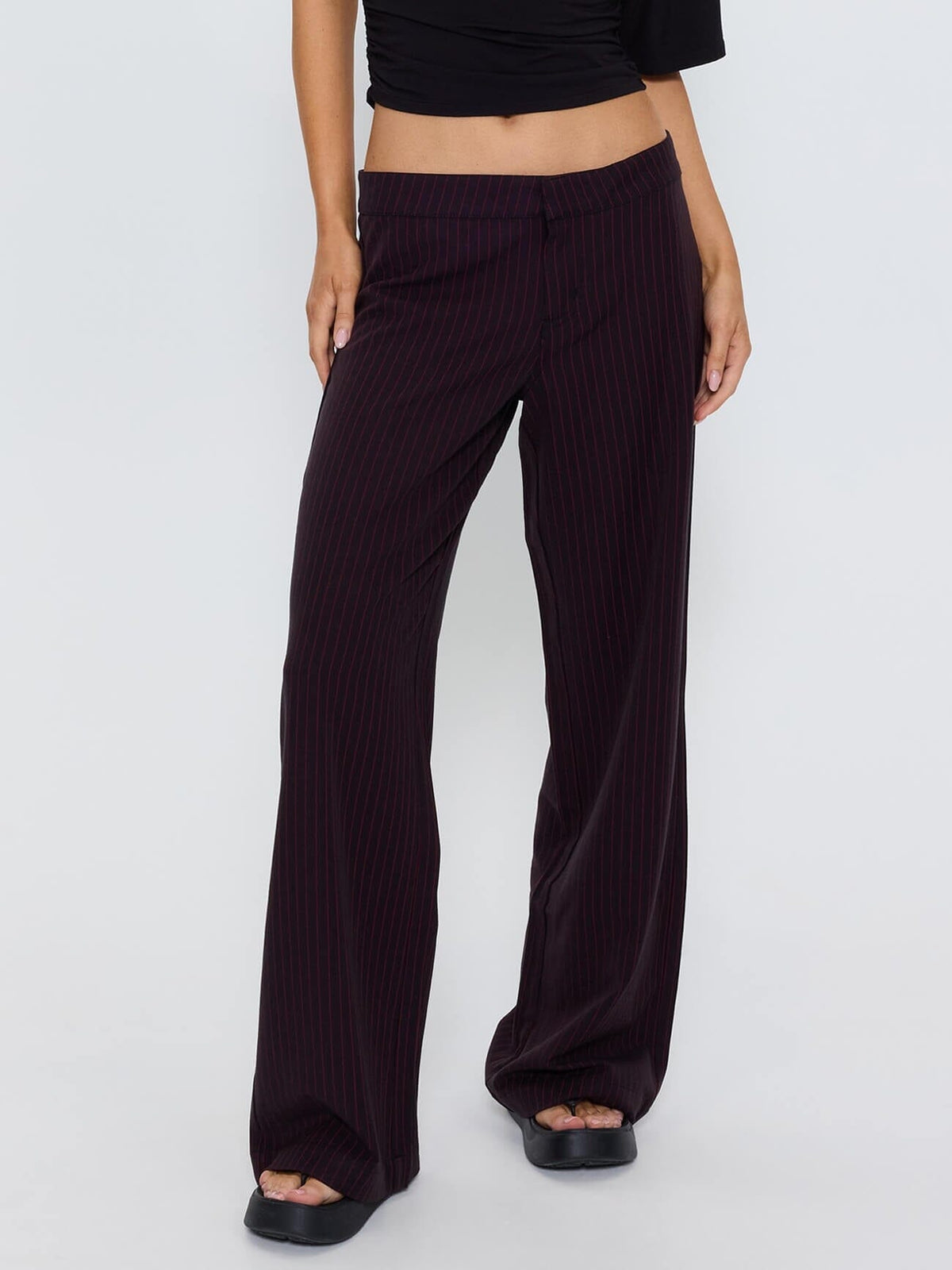 Miller Low Rise Pinstripe Pant - Dark Brown 4