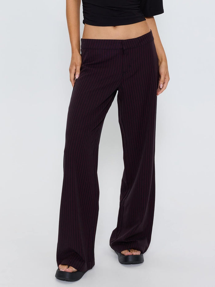 Miller Low Rise Pinstripe Pant - Dark Brown 4