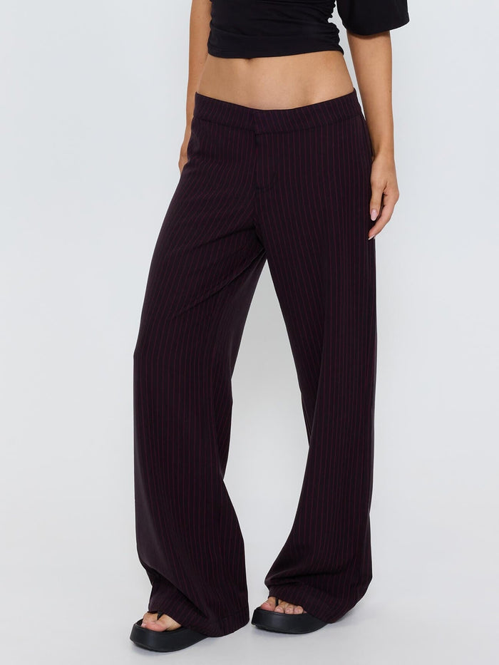 Miller Low Rise Pinstripe Pant - Dark Brown 4