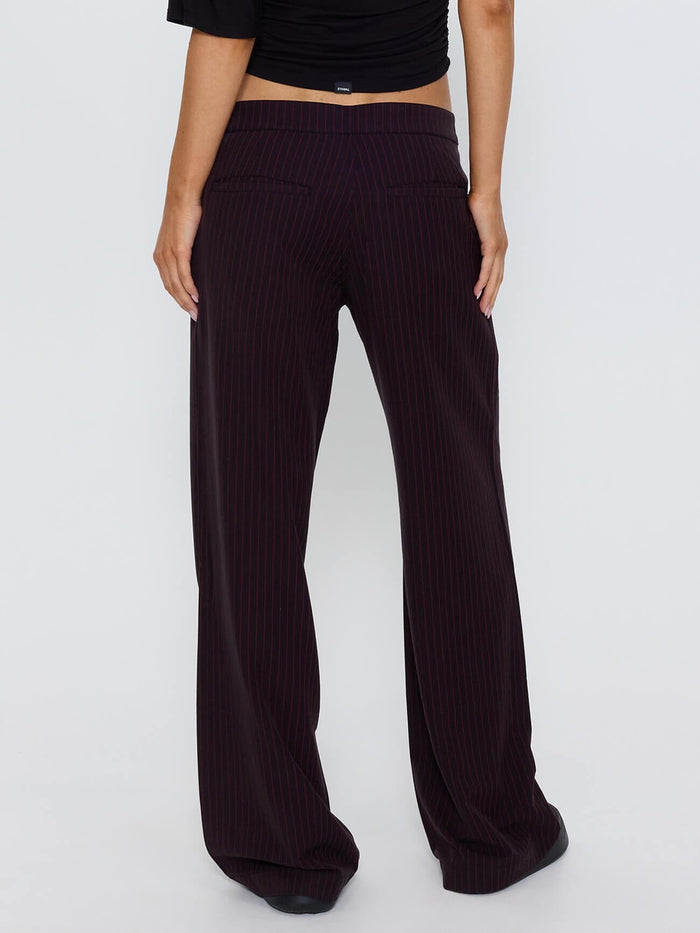 Miller Low Rise Pinstripe Pant - Dark Brown 4