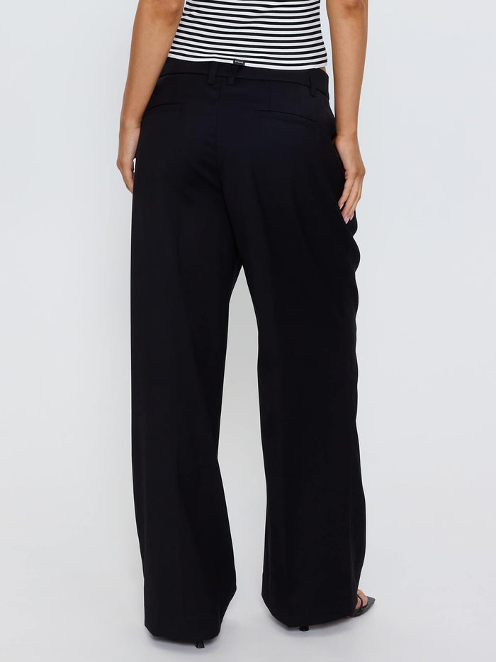 Banks Pleated Low Rise Pant - Black 4