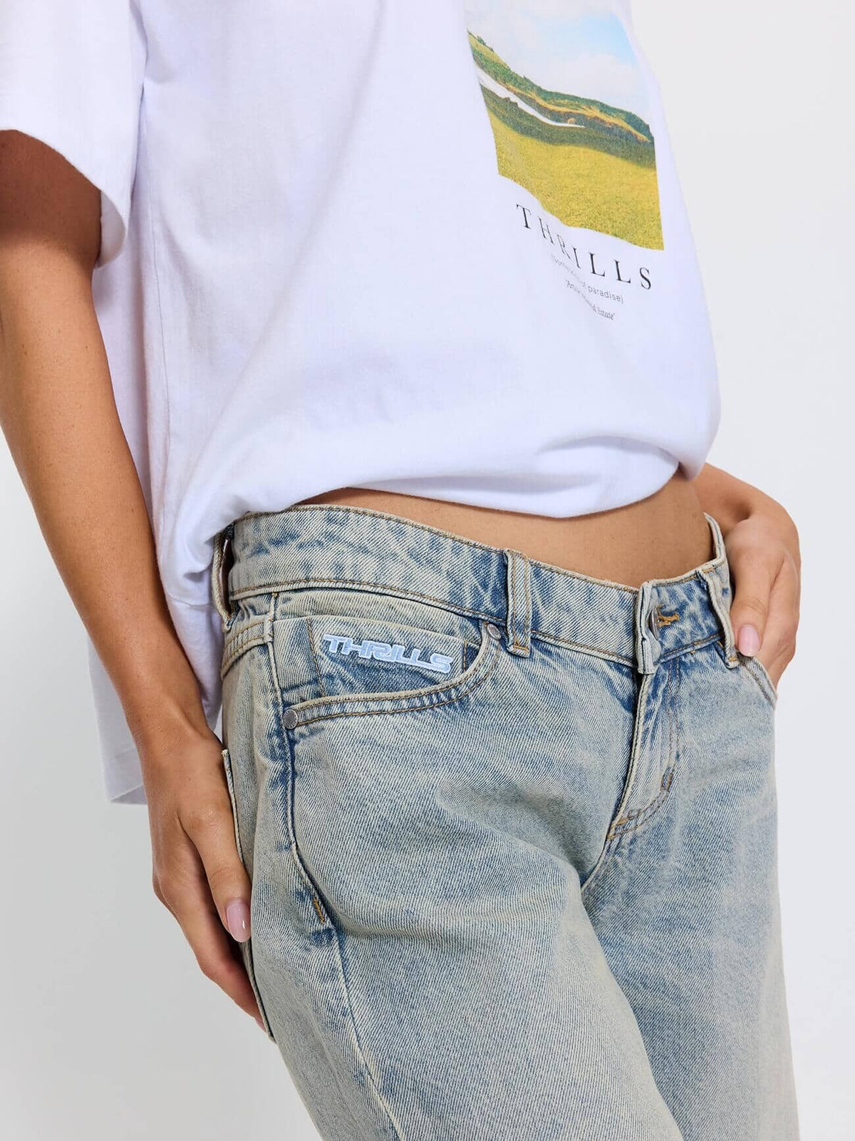 Wren Super Low Wide Leg Jean - Light Granite Blue 4