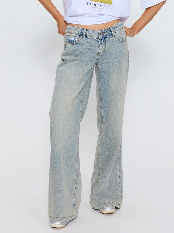 Wren Super Low Wide Leg Jean - Light Granite Blue 4