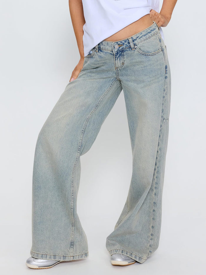 Wren Super Low Wide Leg Jean - Light Granite Blue 4