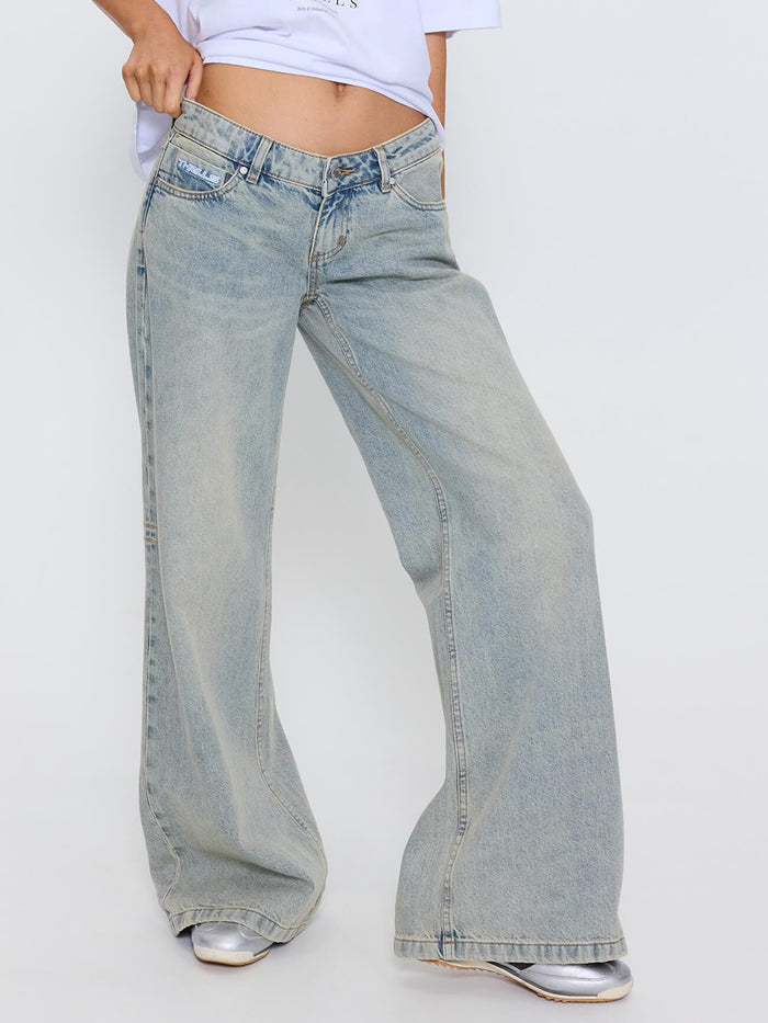 Wren Super Low Wide Leg Jean - Light Granite Blue 4