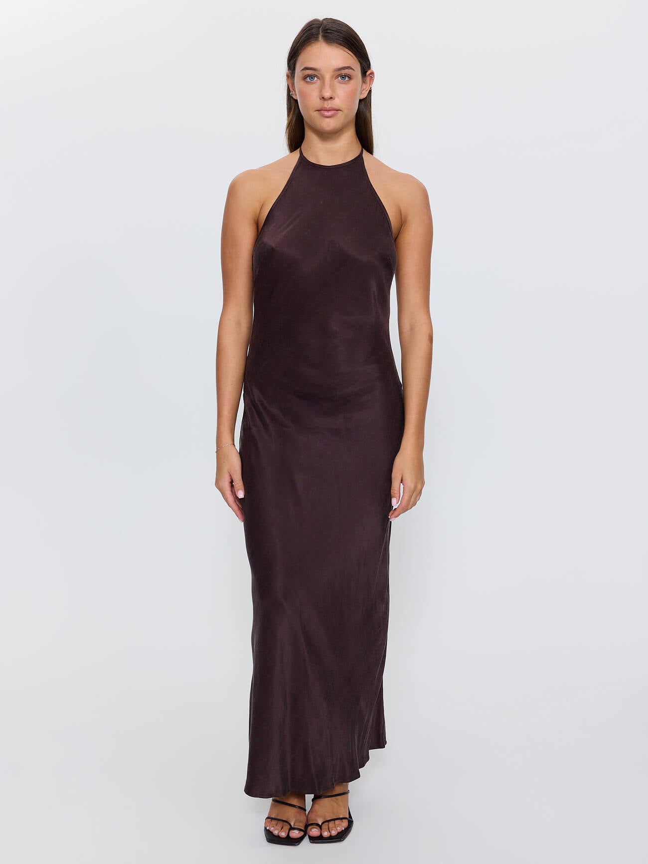 Jett Halter Bias Dress - Postal Brown 4
