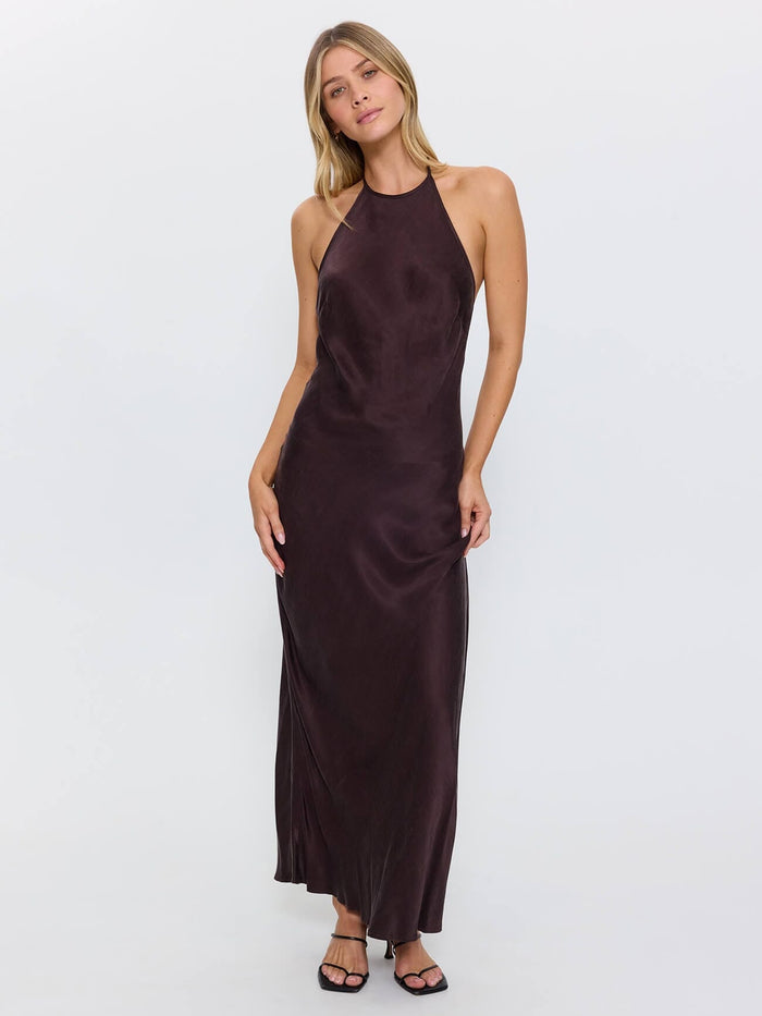 Jett Halter Bias Dress - Postal Brown 4