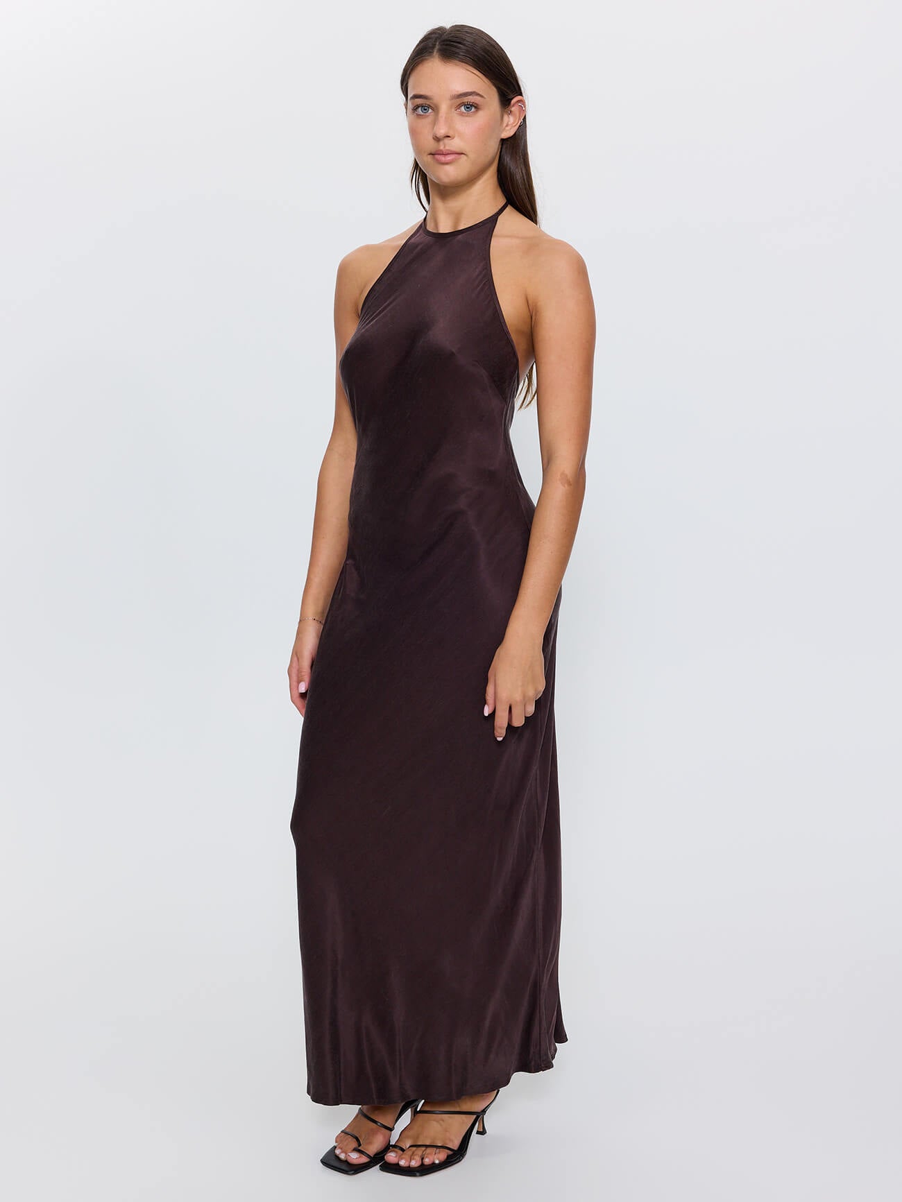 Jett Halter Bias Dress - Postal Brown 4