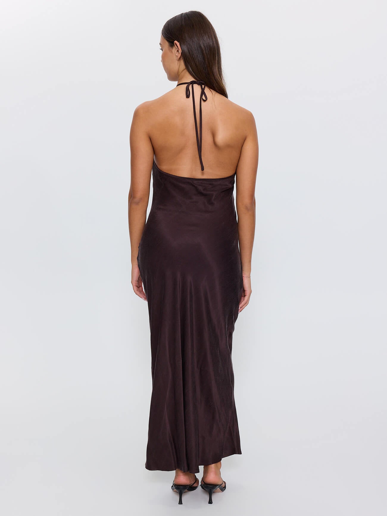 Jett Halter Bias Dress - Postal Brown 4