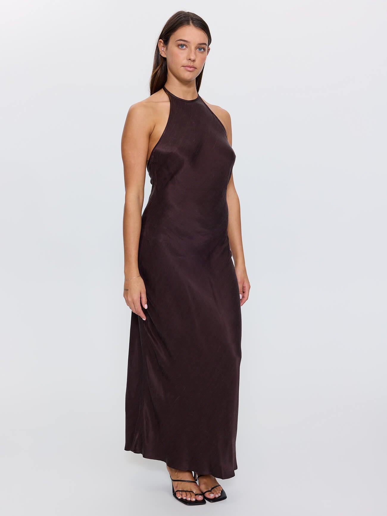 Jett Halter Bias Dress - Postal Brown 4