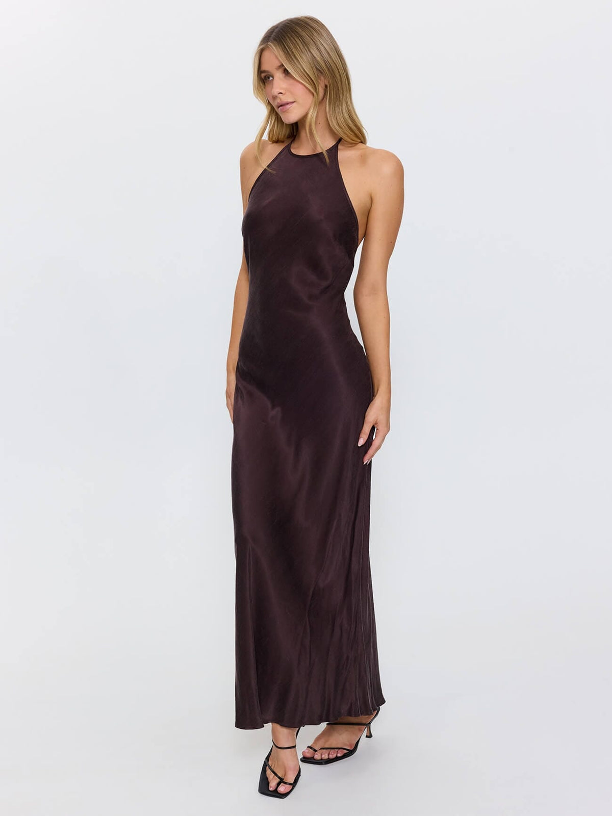 Jett Halter Bias Dress - Postal Brown 4