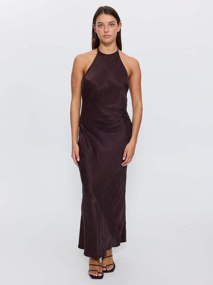 Jett Halter Bias Dress - Postal Brown 4