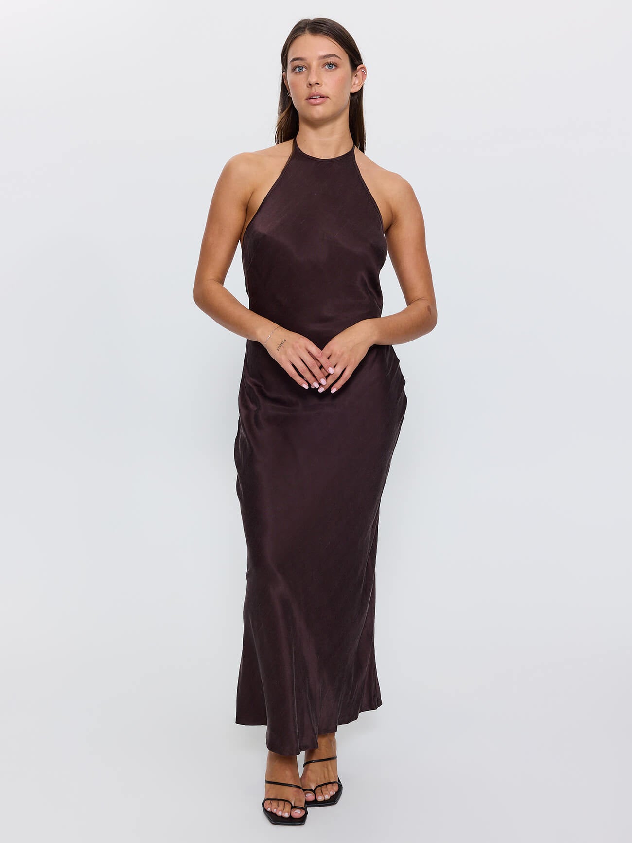 Jett Halter Bias Dress - Postal Brown 4