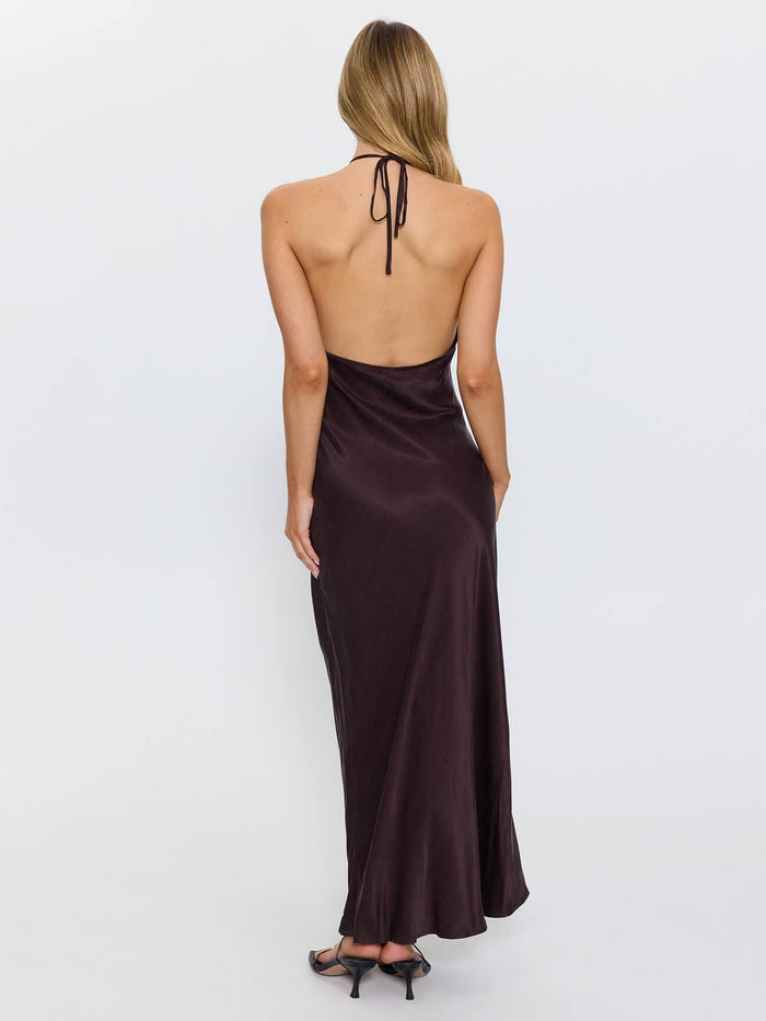 Jett Halter Bias Dress - Postal Brown 4