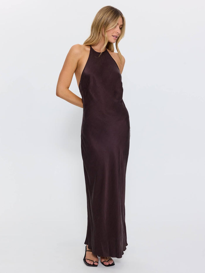 Jett Halter Bias Dress - Postal Brown 4