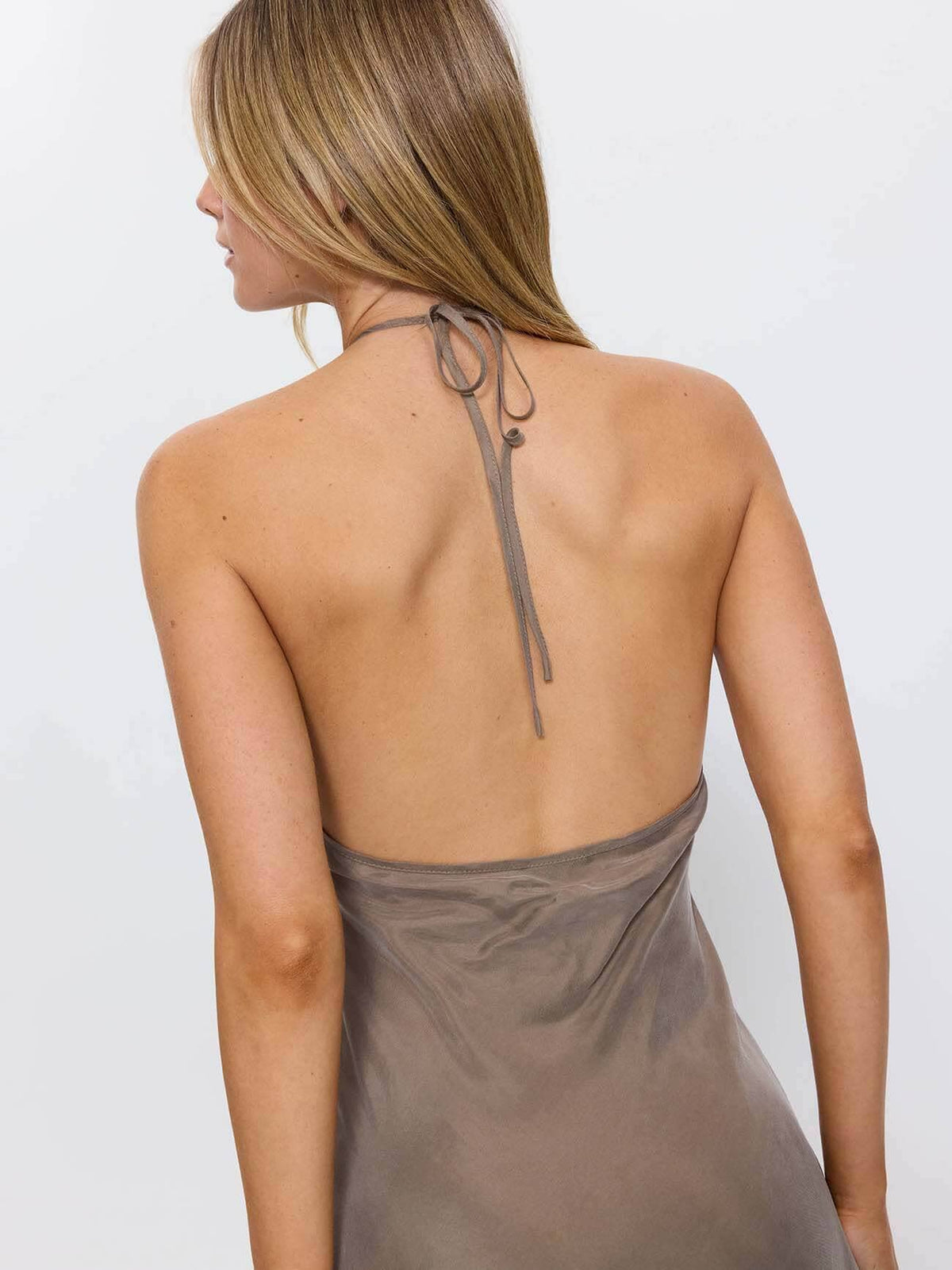Celeste Bias Halter Mini Dress - Olive 4