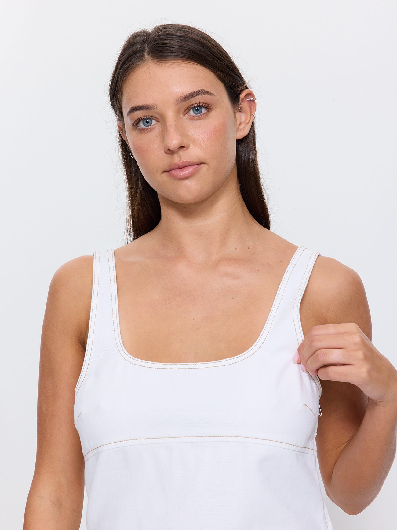 Luciana Denim Mini Dress - Vintage White 4