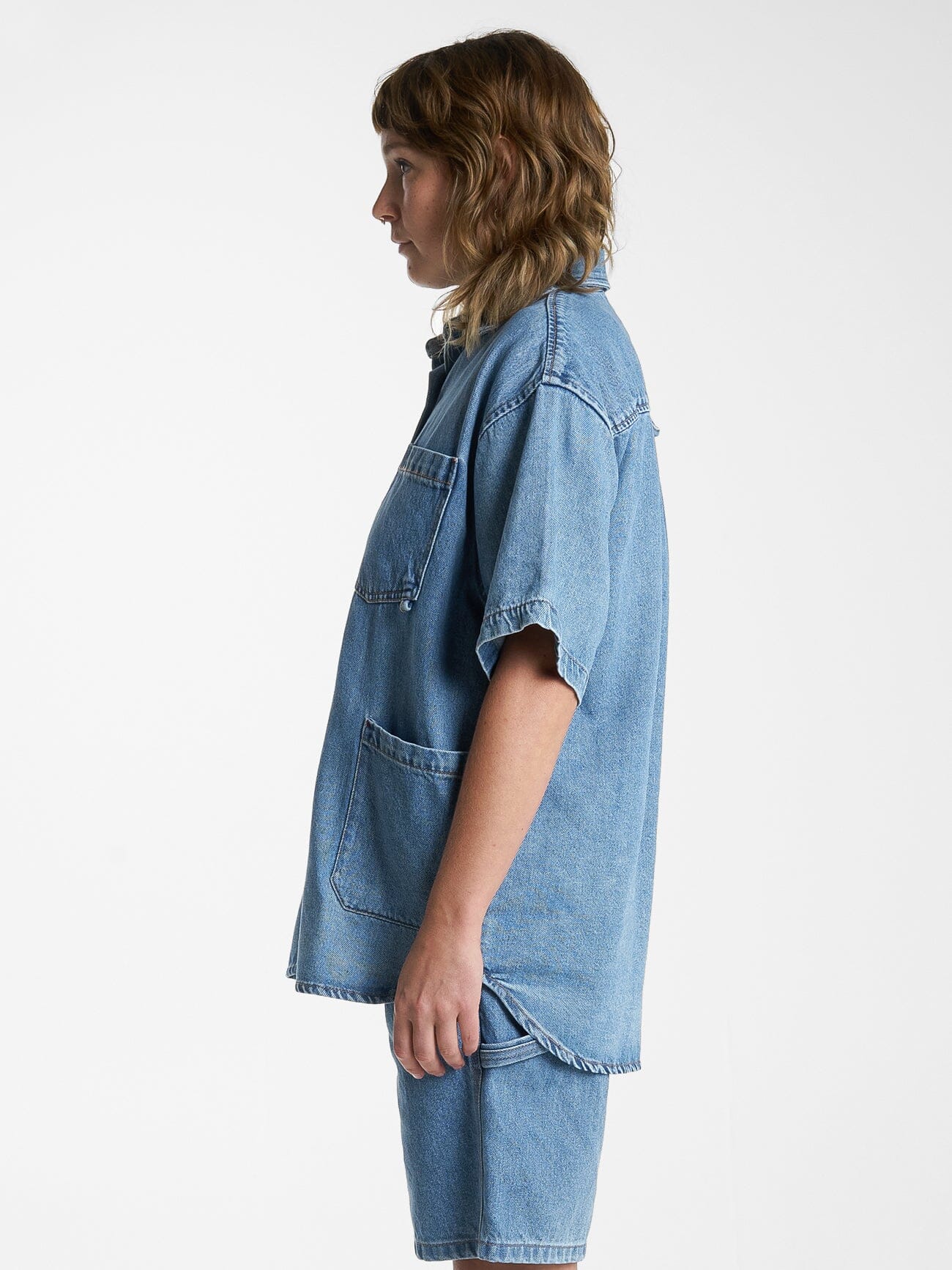 Hard Yakka X Thrills Short Sleeve Overshirt - Drill Blue